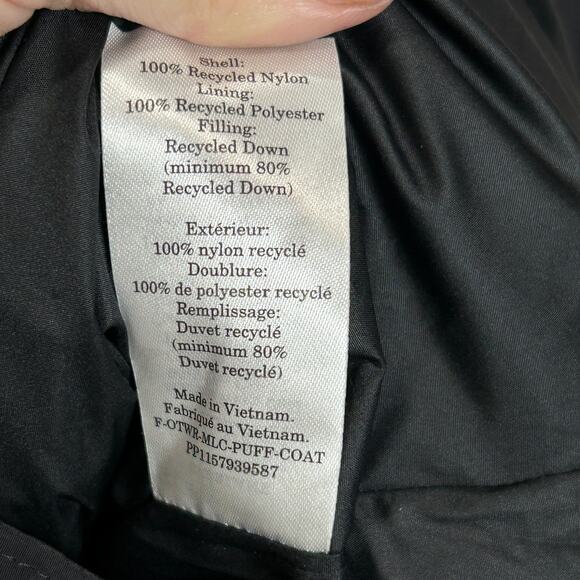 Everlane ReDown Puffer Full Zip Coat Mid Length Black Women Medium NWT - Picture 15 of 15